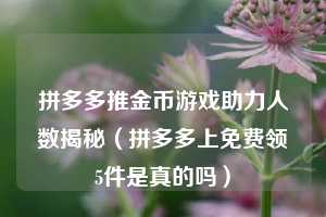 拼多多推金币游戏助力人数揭秘（拼多多上免费领5件是真的吗）  第1张